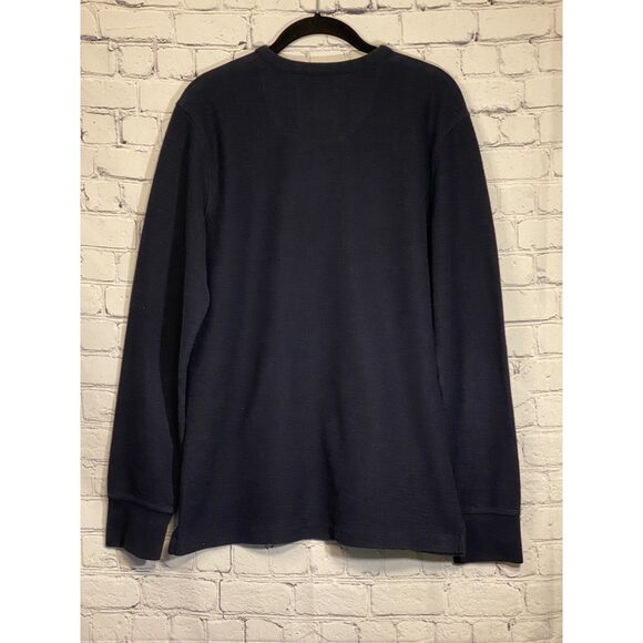 Goodfellow & Co Men's Henley Pullover Size M Long Sleeve 4 Button Navy Blue - Picture 2 of 11